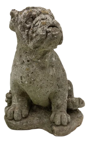 Composite Stone Bull Dog Garden Ornaments, England 1970s