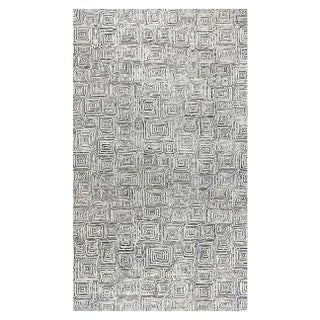 Modern Quagmire Black and White Geometric Wool Rug by Doris Leslie Blau For Sale