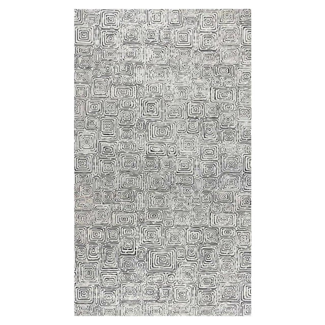 Modern Quagmire Black and White Geometric Wool Rug by Doris Leslie Blau For Sale