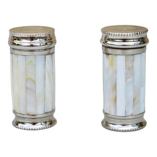 Mid 20th Century Handmade Mother-of-Pearl Inlaid Ralph Lauren Salt & Pepper Shakers- Set of 2 For Sale