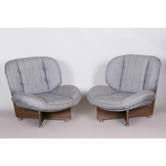 Mid-Century Seating Set in Oak, Czech, 1960s, Set of 3 For Sale - Image 6 of 15