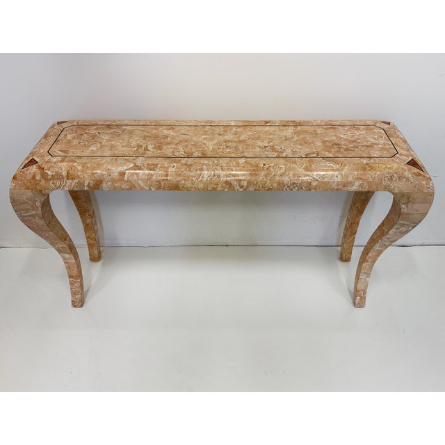 Vintage Maitland Smith Tessellated Stone Console, Cabriolet Legs For Sale In Miami - Image 6 of 9
