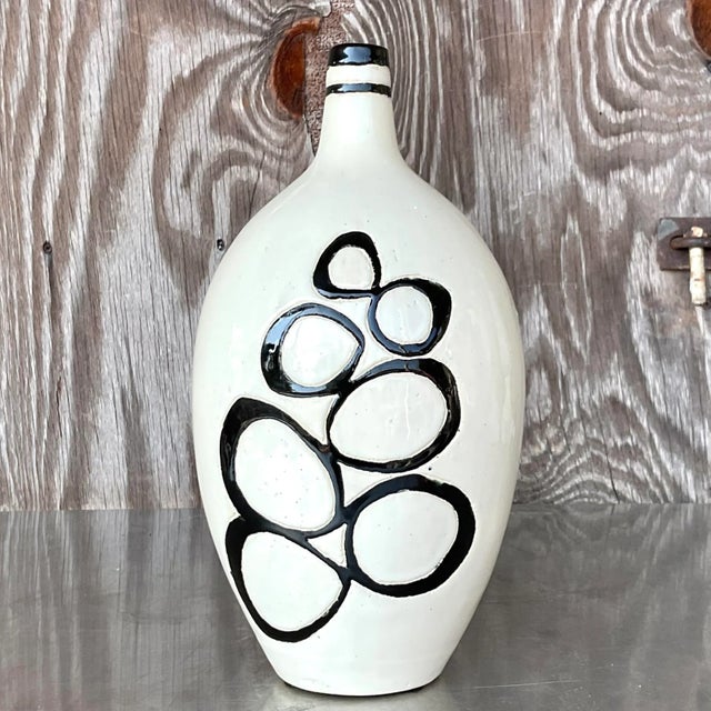 Vintage Boho Signed Studio Pottery Bubble Vase For Sale - Image 4 of 6