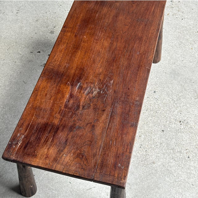Vintage Indonesian Brown Teak Coffee Table with Tapered Legs, 1980s For Sale - Image 9 of 18