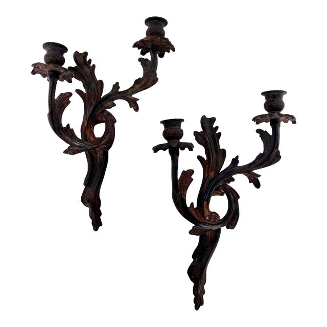 Vintage Iron Vines Candle Holder Wall Sconces - A Pair For Sale