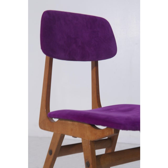 1960s Mid-Century Modern Italian Chairs in Purple Velvet, 1960, Set of 6 For Sale - Image 5 of 13