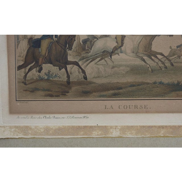 Antique French Horse Racing Aquatint Etching For Sale - Image 4 of 6