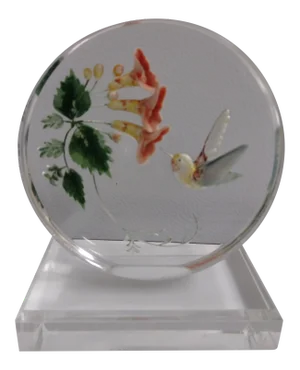 Carved Hummingbird and Honeysuckle Vine Lucite Paper Weight