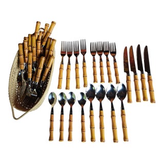 Stylish Faux Bamboo Flatware Service for 8 - 40 Pieces For Sale