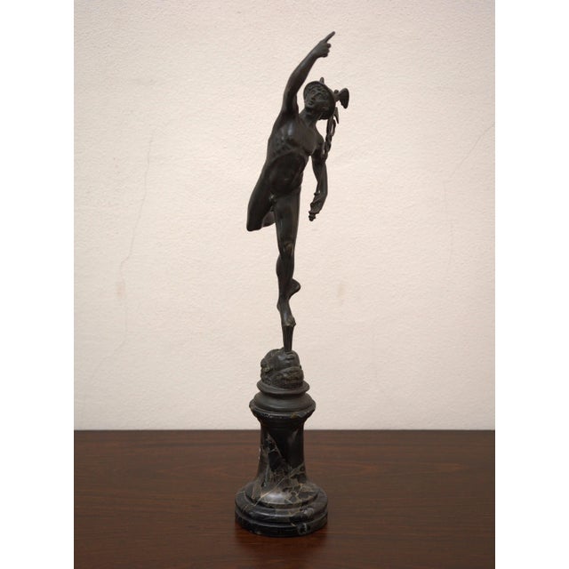 Unknown Artist, Statue of Mercury, Bronze on Marble Pedestal For Sale - Image 12 of 12