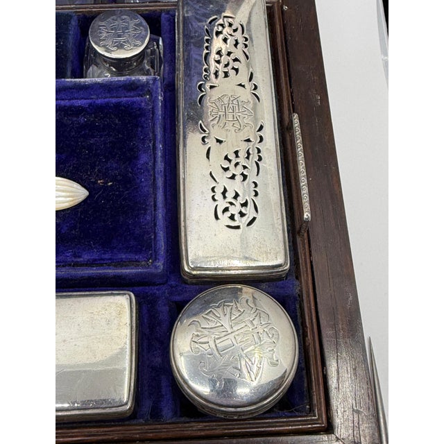 19th Century Rosewood Vanity Box W/Sterling Silver Accents Likely John Gough For Sale - Image 11 of 18