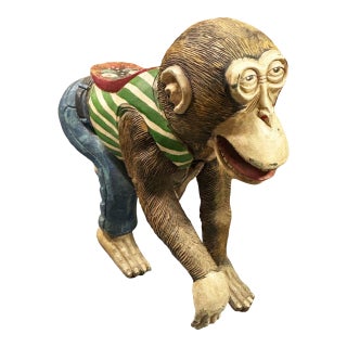 Mid-Century Style Hand Carved Fairground Carousel Inspired Monkey Sculpture For Sale