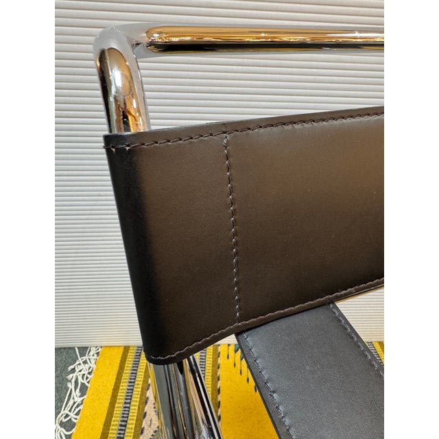 Wassily Leather + Chrome Chair, Reproduction For Sale In San Francisco - Image 6 of 14
