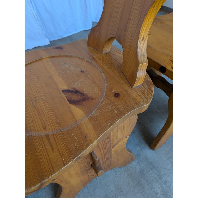 Vintage Tyrolean Wooden Heart Cut-Out Backrest Farmhouse Chair, 1970s, Set of 3 For Sale - Image 15 of 18
