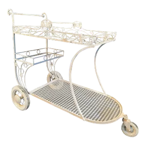 Mid 20th Century Vintage Painted Wrought Iron Garden Cart