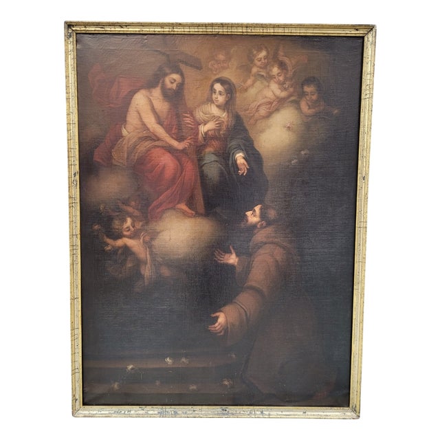 After Murillo, Vision of Saint Francis of Assisi at the Porziuncola, 19th Century, Oil on Canvas For Sale