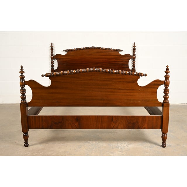 Berkey & Gay Antique Early American Carved Mahogany Full Size Bed, Circa 1920s For Sale - Image 14 of 14