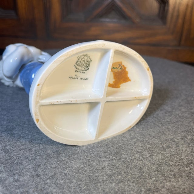 White Vintage Gerold Porzellan Figurine, Boy With Rabbits (Bavaria) For Sale - Image 8 of 8