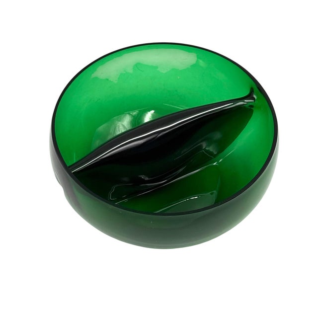 Mid-Century Green Glass Bowl / Centerpiece, Italy 1960s For Sale - Image 12 of 13