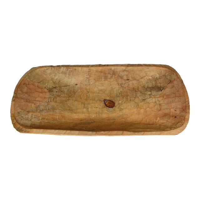 Mid-Century Organic Rustic Hand Carved Solid Wood Dough Style Bowl For Sale
