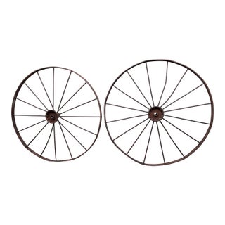 Antique Iron Wagon Wheels - A Pair For Sale