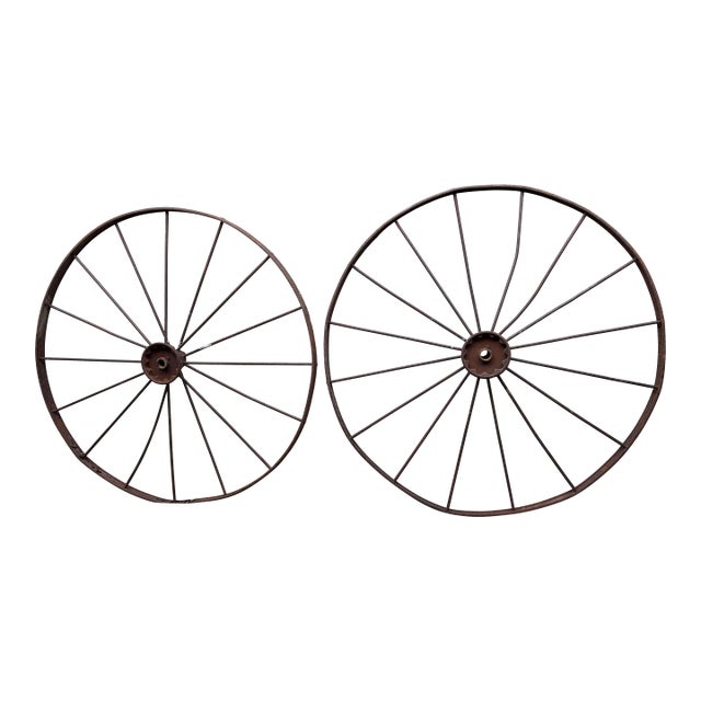 Antique Iron Wagon Wheels - A Pair For Sale