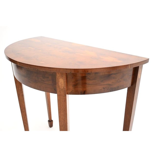 Inlaid Yew Wood Console Table, 1950 For Sale - Image 9 of 11