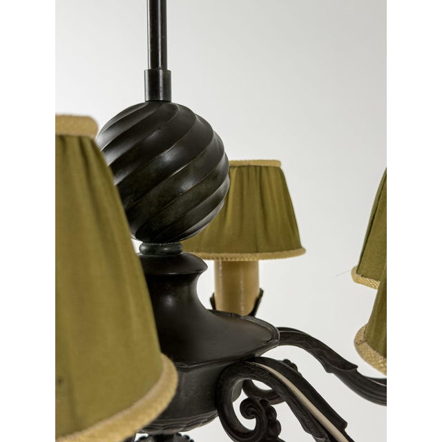 Model 10785 Chandelier in Patinated Metal by Harald Notini for Böhlmarks, Sweden, 1930s For Sale - Image 4 of 15