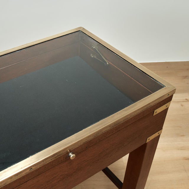 Wood Vintage English Campaign Style Display Counter or Box on Stand For Sale - Image 7 of 15