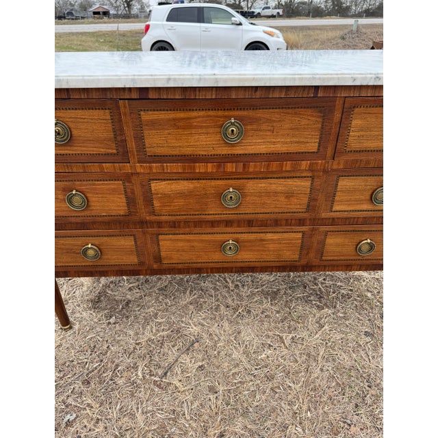 19th Century Louis XVI Carrara Marble Top Chest of Drawer / Commodes For Sale - Image 10 of 12