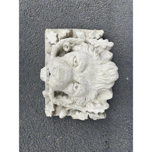 Cast Stone Lion Head Fountain Mask with Oak Leaves and Acorns For Sale - Image 13 of 16