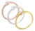 Tri-Color 14K Gold Plated .925 Sterling Silver 1/6 Cttw Round Miracle-Set Diamond Stacking Promise Ring Set (J-K Color, I1-I2 Clarity) - Size 7 For Sale