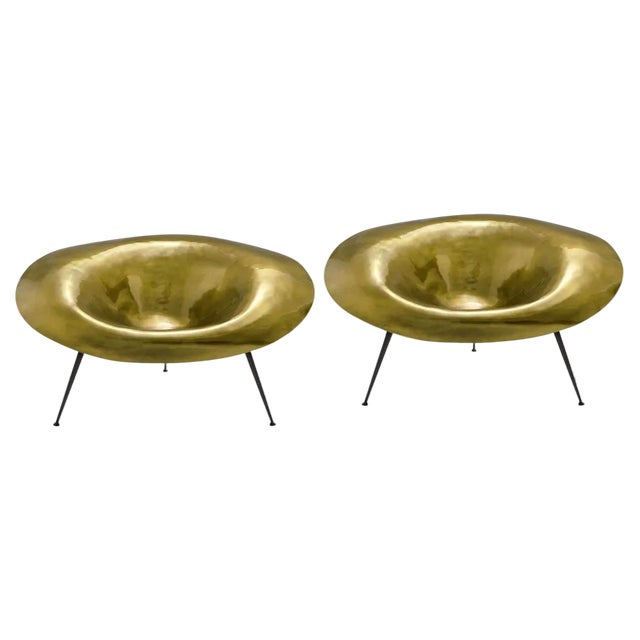 Gold Nido Chair by Imperfettolab, Set of 2 For Sale