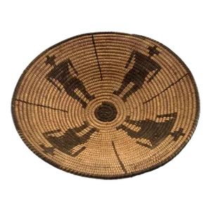 Native American Style Basket With Geometric Figural Motif