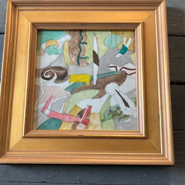 Original 7 x 7 painting on paper unsigned Overall size with frame is 11 x 11