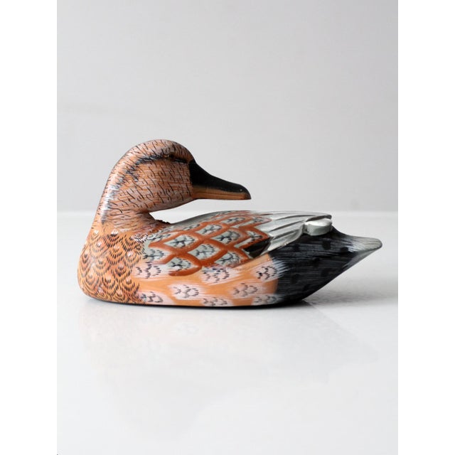 Vintage Hand Painted Carved Wood Duck For Sale - Image 6 of 11