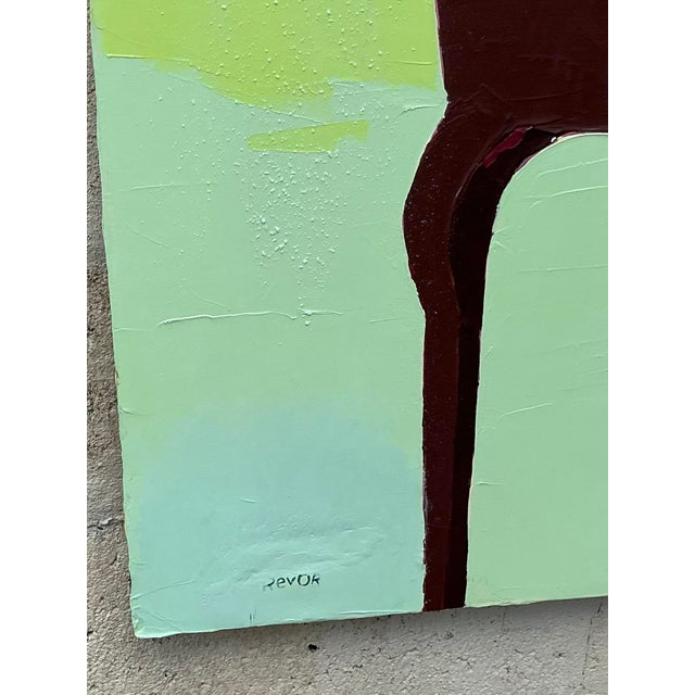 Late 20th Century Vintage Boho Original Monumental Floral on Canvas For Sale In West Palm - Image 6 of 7