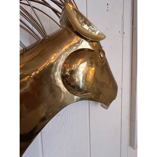 1980s Signed Curtis Jere Midcentury Modern Brass Horse Head Wall Sculpture For Sale - Image 5 of 10