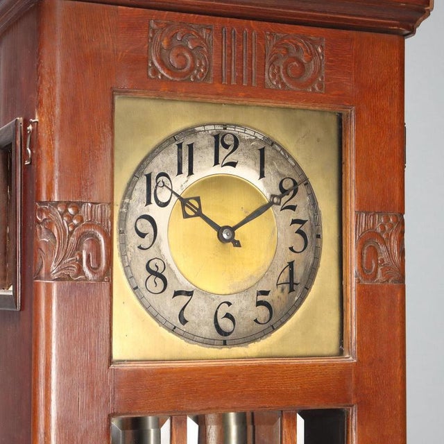 Antique Art Nouveau Mahogany Pendulum Clock For Sale - Image 4 of 11