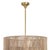 Three layers of woven drum shades with braided edges tier upwards, concealing a double bulb torch design in natural brass...