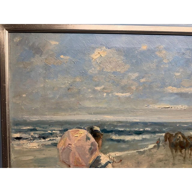 Hans Jörg Wagner, Munich, Trouville Beach Promenade, France, Oil Painting on Canvas, Framed For Sale - Image 9 of 13