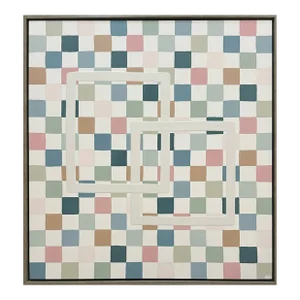 Modern Mixed Media Hillary Howorth Painting Titled Checks and Balances, Framed