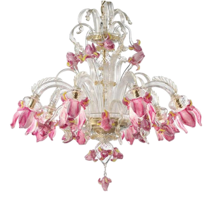 Venetian Pink Floreal Murano Glass Chandelier by Simoeng