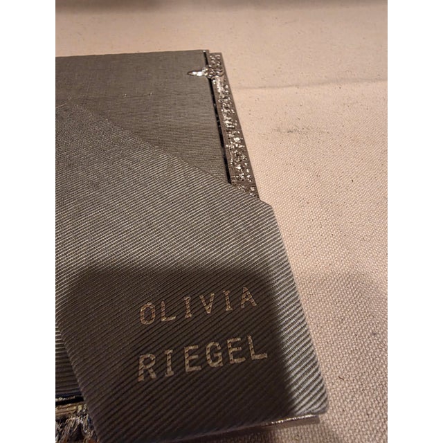 Olivia Reigal Silvertone Rhinestone Picture Frame With Beveled Glass For Sale - Image 9 of 12