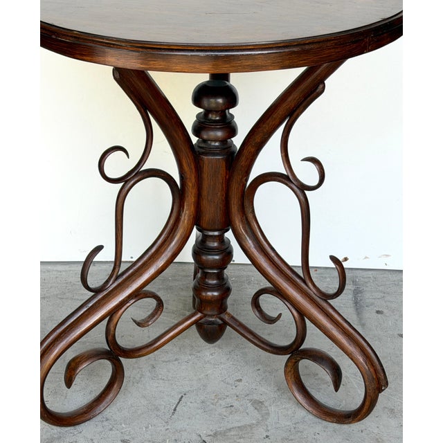 Art Nouveau Thonet Bentwood Side Table with Scrolled Base, Austria, C. 1900-1919 For Sale - Image 3 of 18