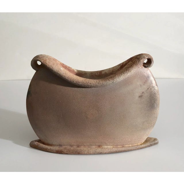 Tuscan Tuscan Style Salt Glaze Ceramic Vessel Vase, Artist Signed For Sale - Image 3 of 9