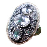 Gold and Silver Ring with Oval-Shaped Zirconias For Sale