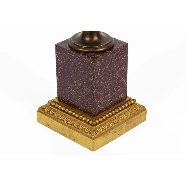 French Pair of French Ormolu and Patinated Bronze Figural Busts on Porphyry Bases For Sale - Image 3 of 18