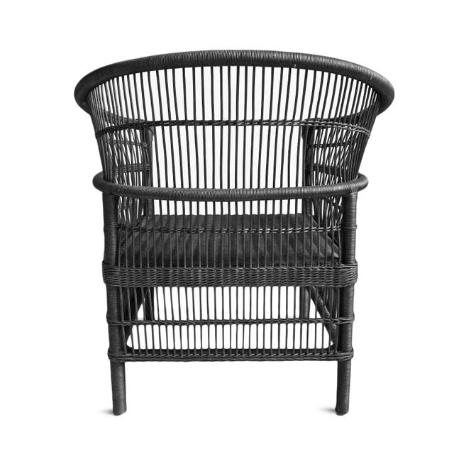 Early 21st Century Vintage Black Wicker Horseshoe Chair For Sale - Image 5 of 7