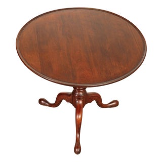 Antique Queen Anne Style Solid Mahogany Round Tilt-Top Table For Sale